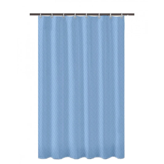 PKR Kart Waves Polyester Plain Shower Curtains with Plastic Eyelets (Light Blue)
