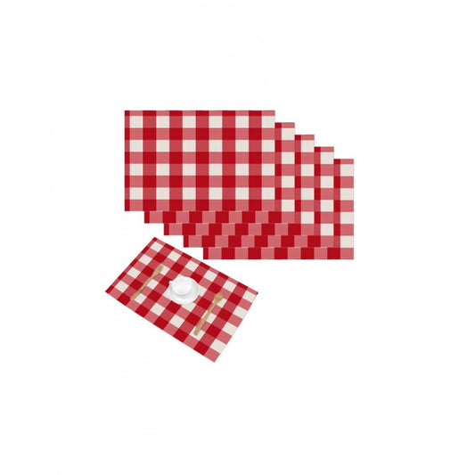 PKR Kart Checked Cotton Place Mats Sets (Red &amp; White)