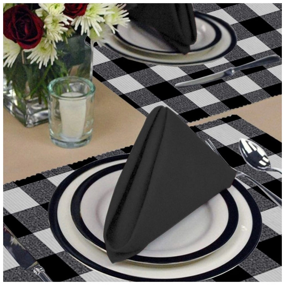 PKR Kart Checked Cotton Place Mats Sets (Black)