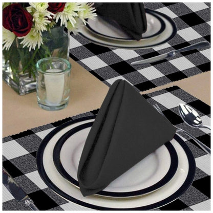 PKR Kart Checked Cotton Place Mats Sets (Black)