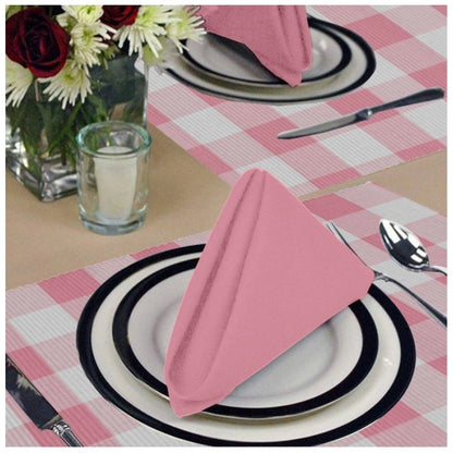 PKR Kart Checked Cotton Place Mats Sets (Pink)