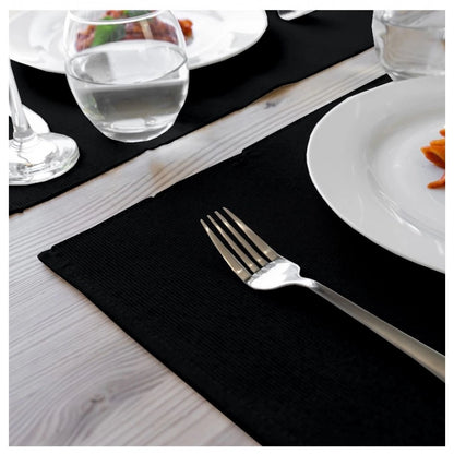 PKR Kart Ribbed Cotton Place Mats Sets (Black)