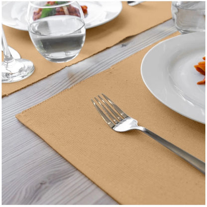PKR Kart Ribbed Cotton Place Mats Sets (Beige)