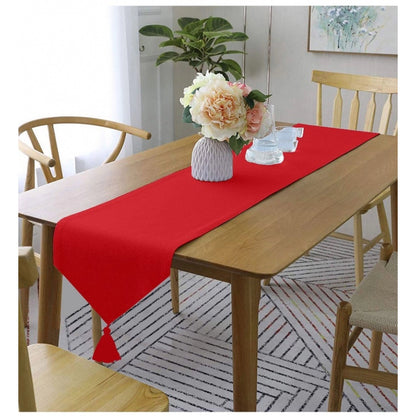 PKR Kart Solid Cotton Table Runners (Red)