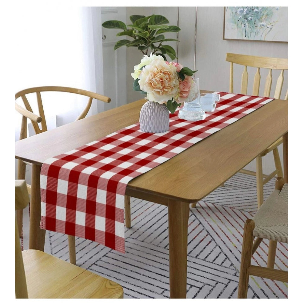 PKR Kart Checked Cotton Table Runners (Red)