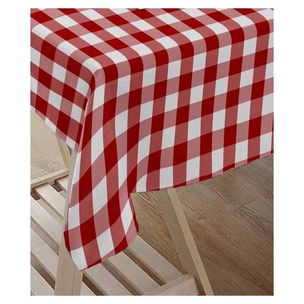 PKR Kart Checked Cotton Checks Table Cloth (Red)