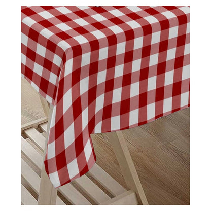 PKR Kart Checked Cotton Checks Table Cloth (Red)