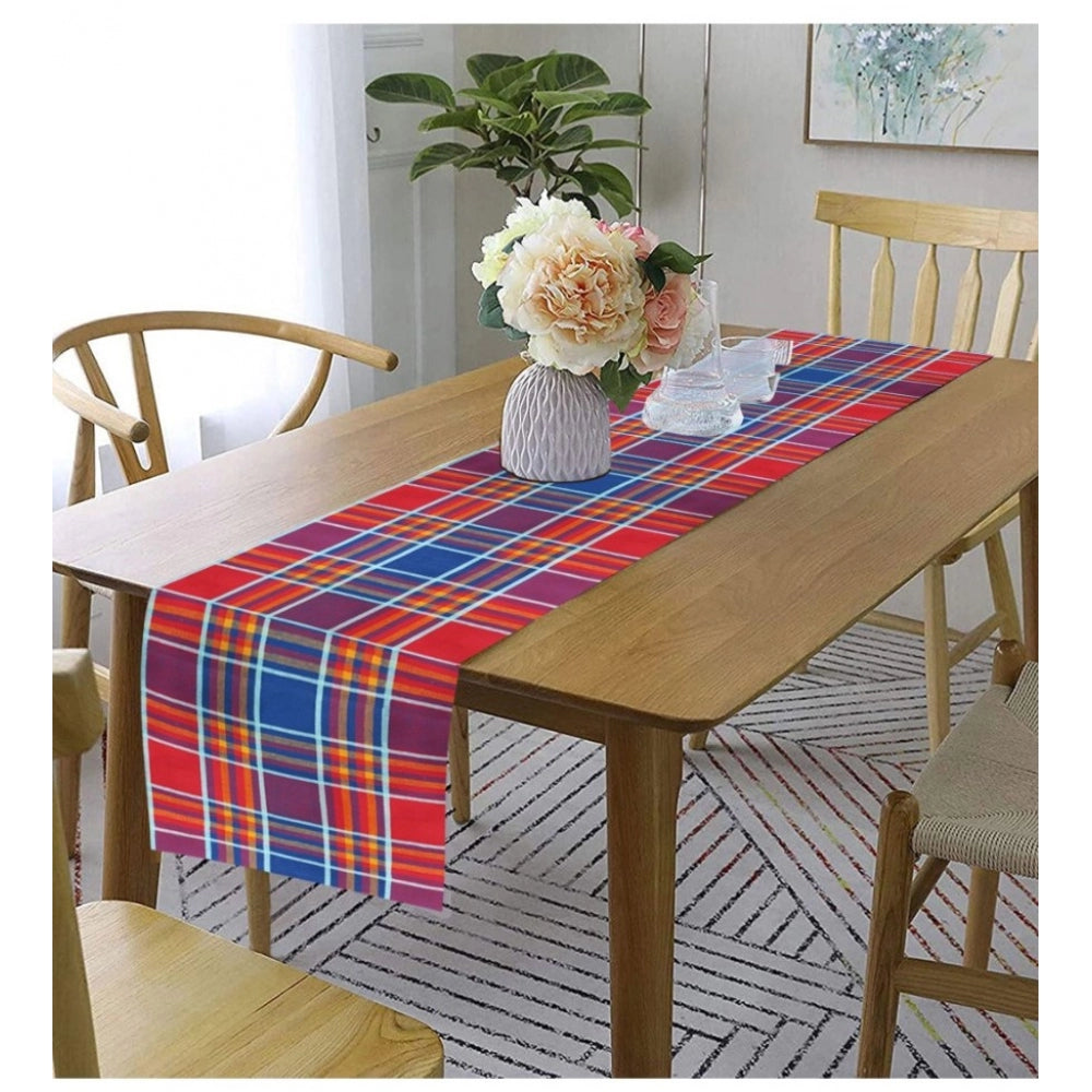 PKR Kart Checked Cotton Table Runners (Multicolor)