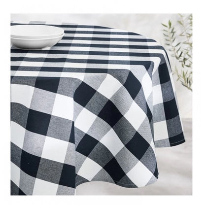 PKR Kart Checked Cotton Checks Table Cloth (Black)