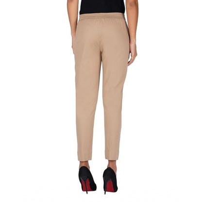 pkrkart Women's Casual Cotton Lycra Solid Trouser Pants (Beige)