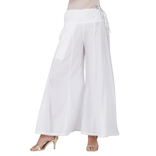 pkrkart Women's Casual Cotton Solid Palazzo (White)
