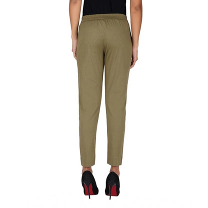 pkrkart Women's Casual Cotton Lycra Solid Trouser Pants (Green)