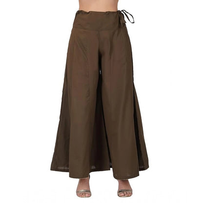 pkrkart Women's Casual Cotton Solid Palazzo (Brown)
