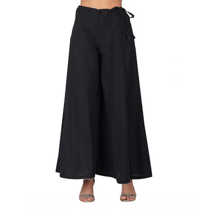 pkrkart Women's Casual Cotton Solid Palazzo (Black)