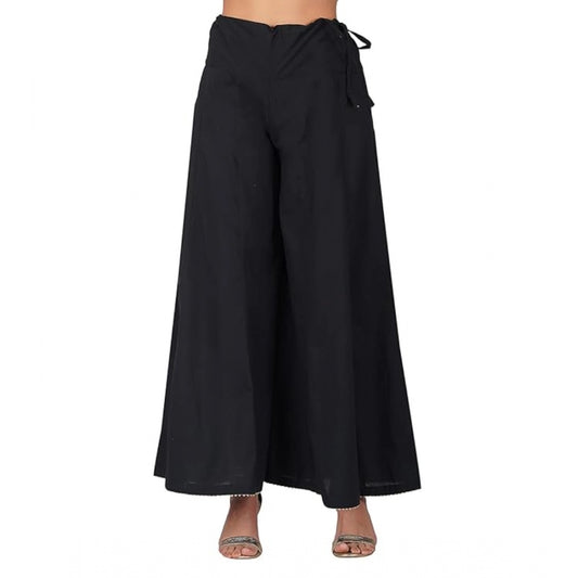pkrkart Women's Casual Cotton Solid Palazzo (Black)