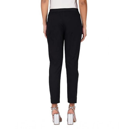 pkrkart Women's Casual Cotton Lycra Solid Trouser Pants (Black)