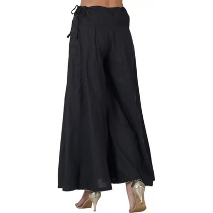 pkrkart Women's Casual Cotton Solid Palazzo (Black)