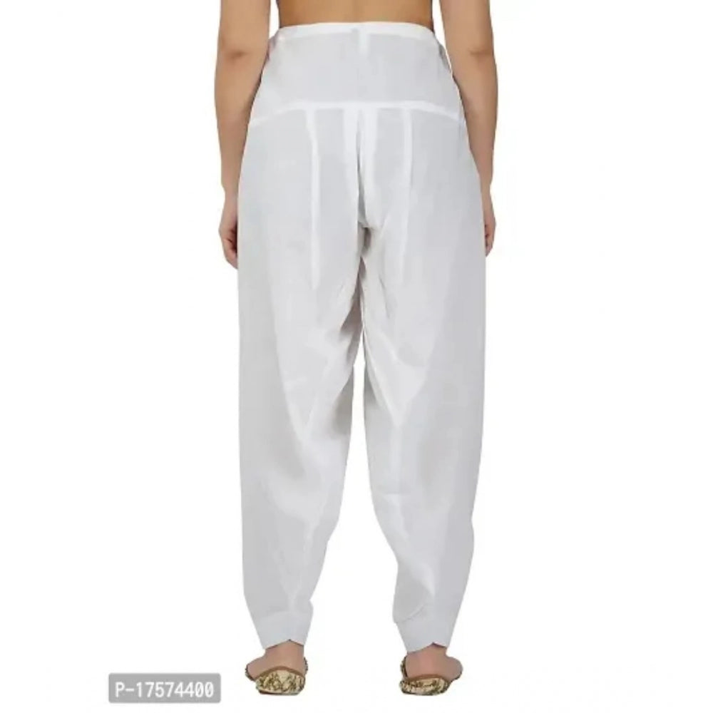 pkrkart Women's Casual Cotton Cambric Solid Drawstring Bottomwear (White)