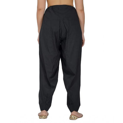 pkrkart Women's Casual Cotton Cambric Solid Drawstring Bottomwear (Black)