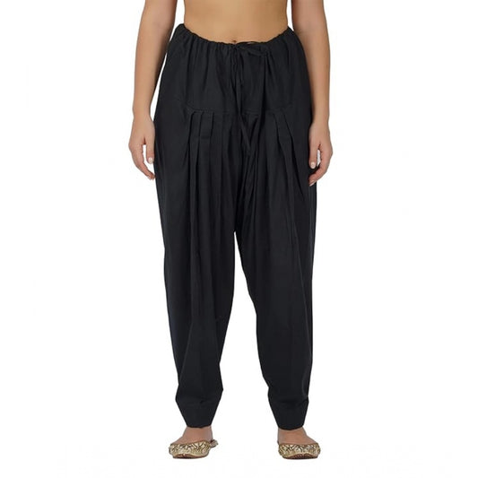 pkrkart Women's Casual Cotton Cambric Solid Drawstring Bottomwear (Black)