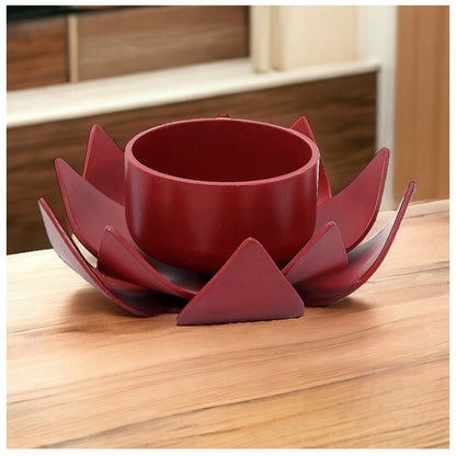 PKR Kart Red Lotus Tea Light Holder (Red)