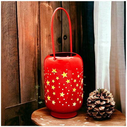 PKR Kart Blissful Decor Cylinderical Stars Pattern Home Decoration (Red)