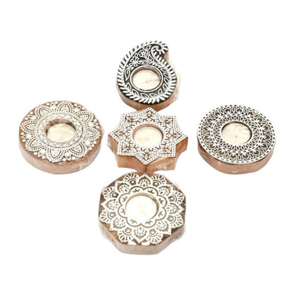 PKR Kart Decorative Tea Light Holder Wooden (Assorted)