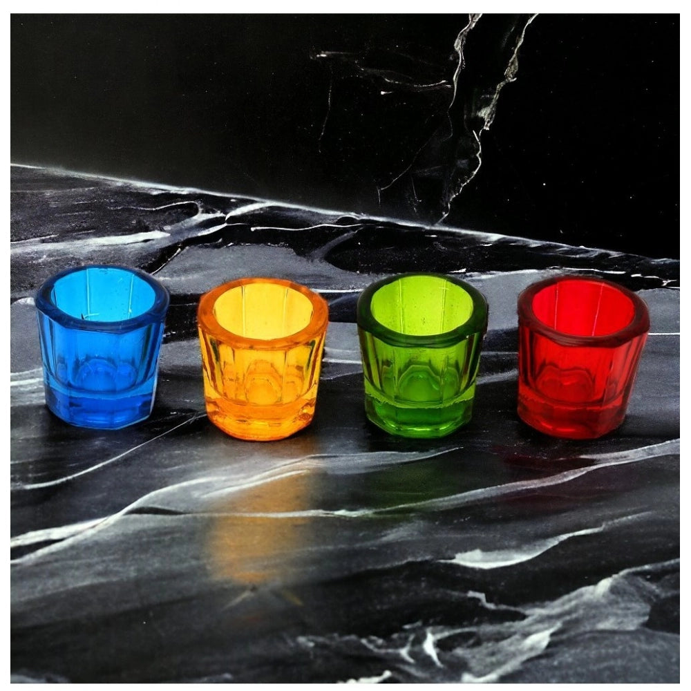 PKR Kart Glass Pillar Candle Holder (Multicolor)