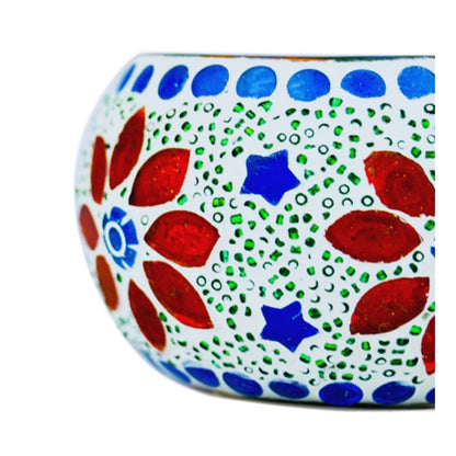 PKR Kart Glass Mosaic Tea Light Holder (Multicolor)