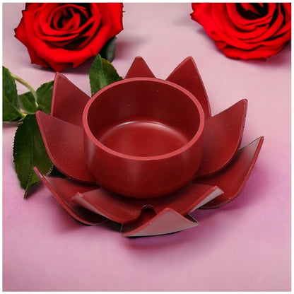 PKR Kart Red Lotus Tea Light Holder (Red)