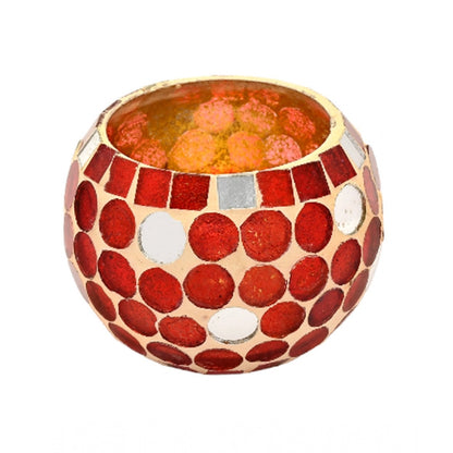 PKR Kart Glass Roli-Poli Tea Light Holder (Red)
