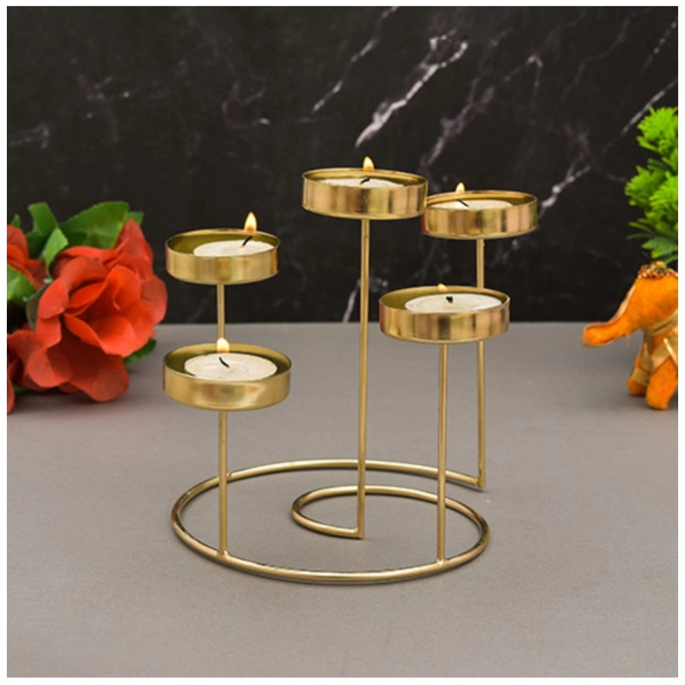 PKR Kart Metal Tea Light Candle Holder Stand For Home Decor (Gold)