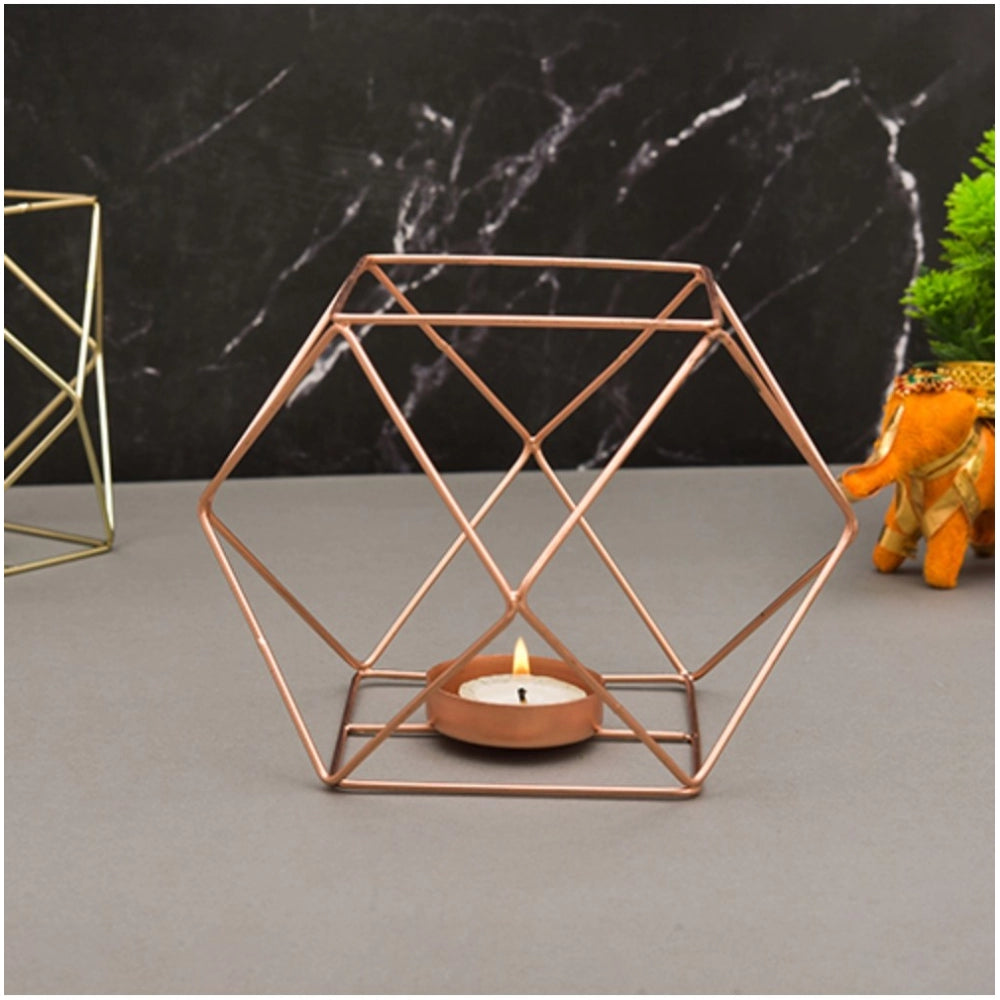 PKR Kart Metal Tea Light Candle Holder (Rose Gold)