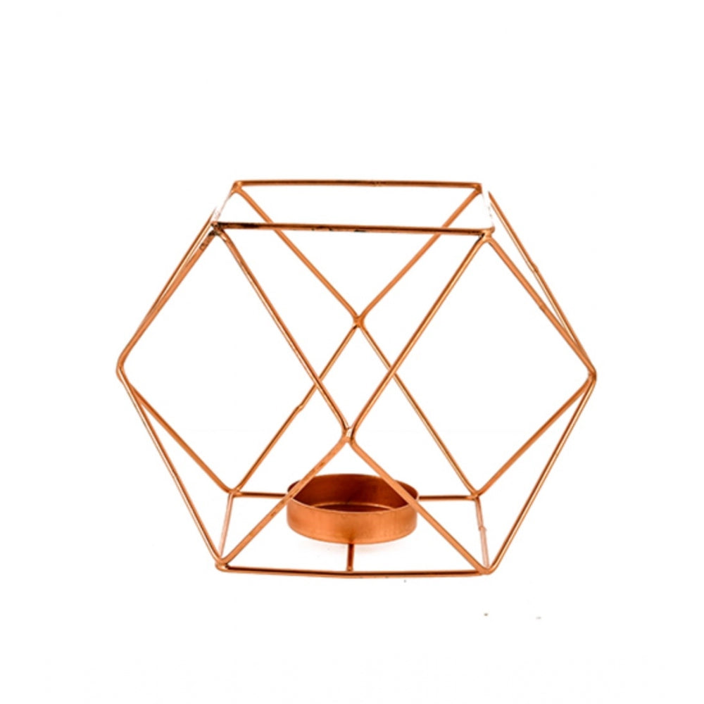 PKR Kart Metal Tea Light Candle Holder (Rose Gold)
