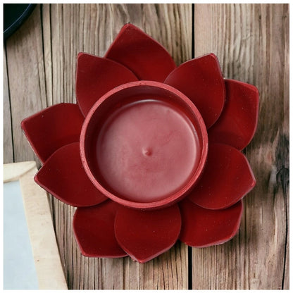 PKR Kart Red Lotus Tea Light Holder (Red)