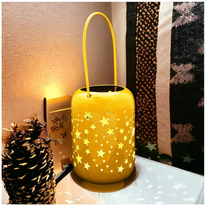 PKR Kart Blissful Decor Cylinderical Stars Pattern Home Decoration (Yellow)