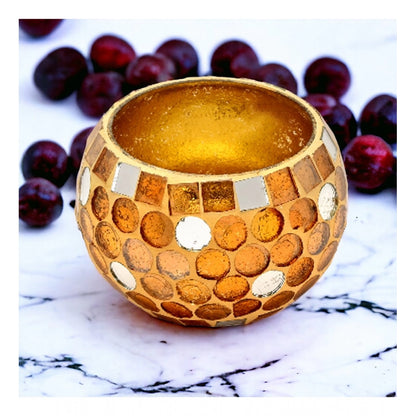 PKR Kart Glass Roli-Poli Tea Light Holder (Gold)