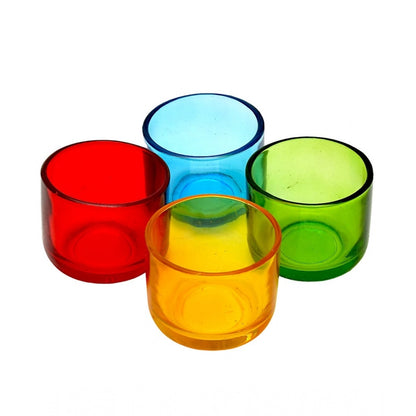 PKR Kart Glass Decorative Tea Light Holder (Multicolor)