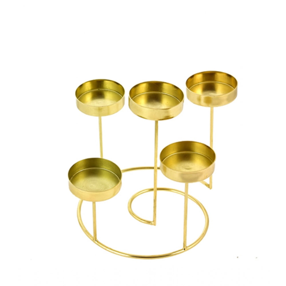 PKR Kart Metal Tea Light Candle Holder Stand For Home Decor (Gold)