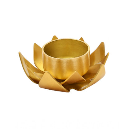 PKR Kart Golden Lotus Tea Light Holder (Gold)