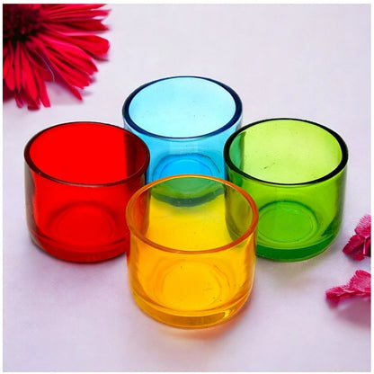 PKR Kart Glass Decorative Tea Light Holder (Multicolor)