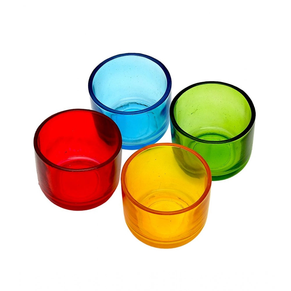 PKR Kart Glass Decorative Tea Light Holder (Multicolor)