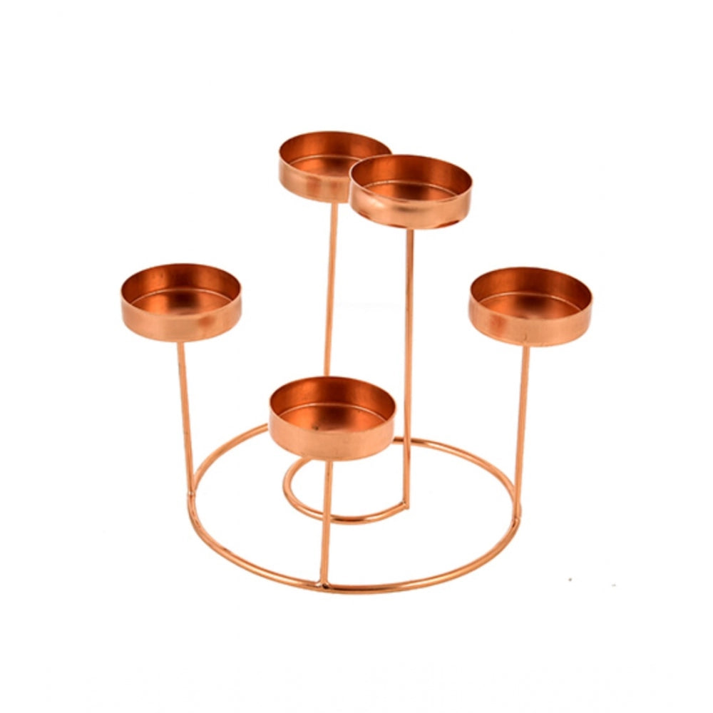 PKR Kart Metal Tea Light Candle Holder Stand For Home Decor (Rose Gold)