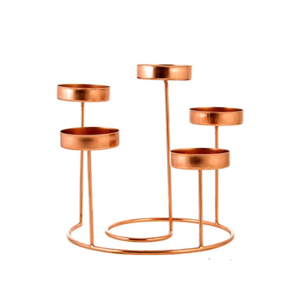 PKR Kart Metal Tea Light Candle Holder Stand For Home Decor (Rose Gold)