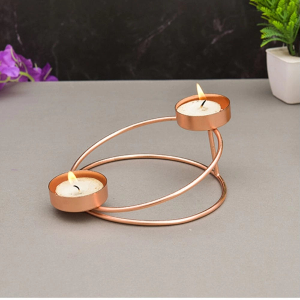 PKR Kart Metal Tea Light Candle Holder Stand For Home Decor (Rose Gold)
