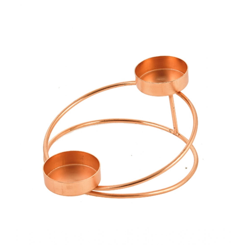 PKR Kart Metal Tea Light Candle Holder Stand For Home Decor (Rose Gold)