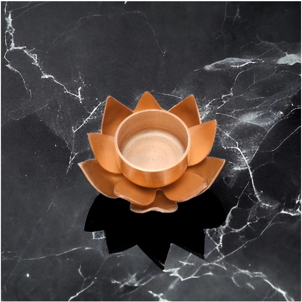 PKR Kart Rose Gold Lotus Tea Light Holder (Rose Gold)