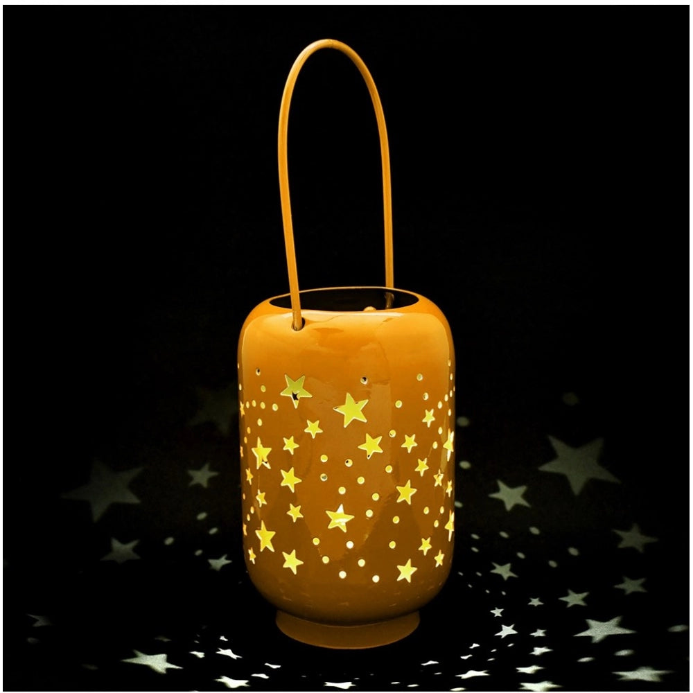 PKR Kart Blissful Decor Cylinderical Stars Pattern Home Decoration (Yellow)