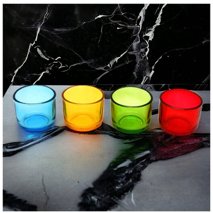 PKR Kart Glass Decorative Tea Light Holder (Multicolor)