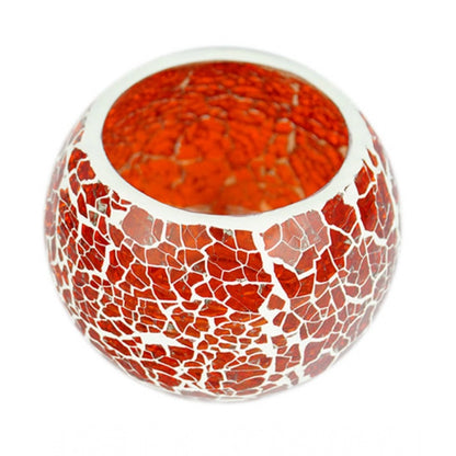 PKR Kart Glass Crackle Tea Light Holder (Red)
